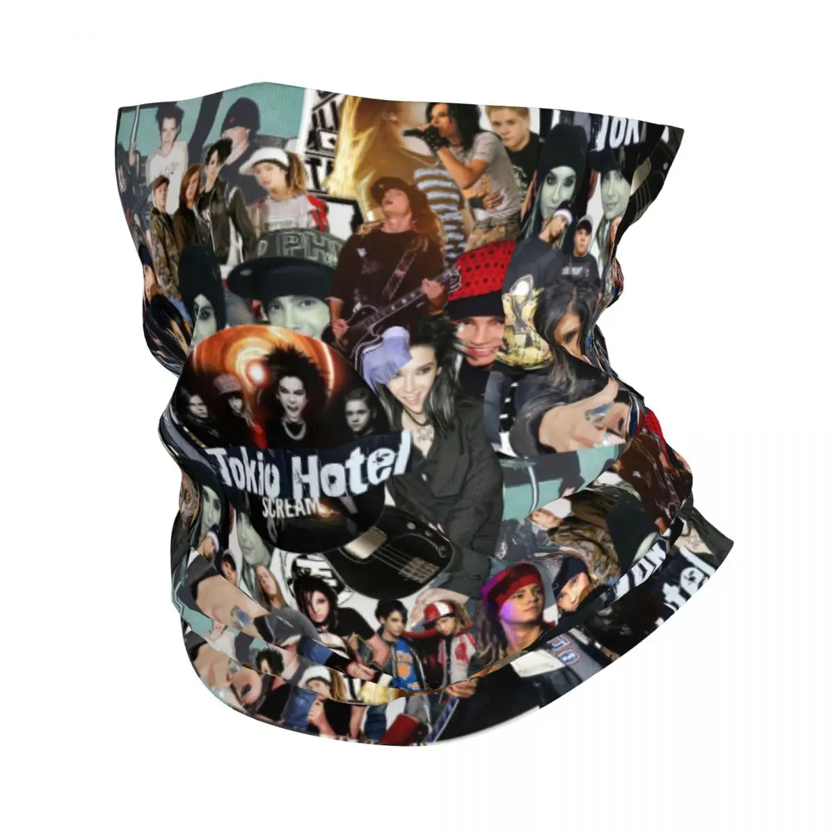 

Tokio Hotel Collage Bandana Neck Cover Printed German Rock Wrap Scarf Multifunctional Headband Hiking for Men Women Windproof