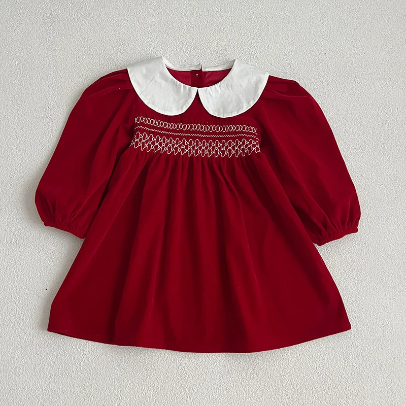 Baby Girls Clothes Autumn Toddler Baby Rompers Princess Dress Red Long Sleeves Girls Dress Christmas Sister Clothing girls dress princess costume kids clothes