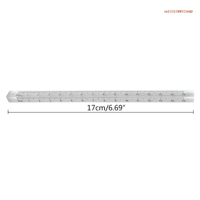 1 pc Transparent Triangular Prism Ruler Architect Scale Ruler 0-15cm Straight
