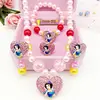 Disney 4pcs/lot Frozen Children Girls Princess Necklace toys  Bracelet Earrings Rings Accessories Paper Cards Birthday Gifts 3