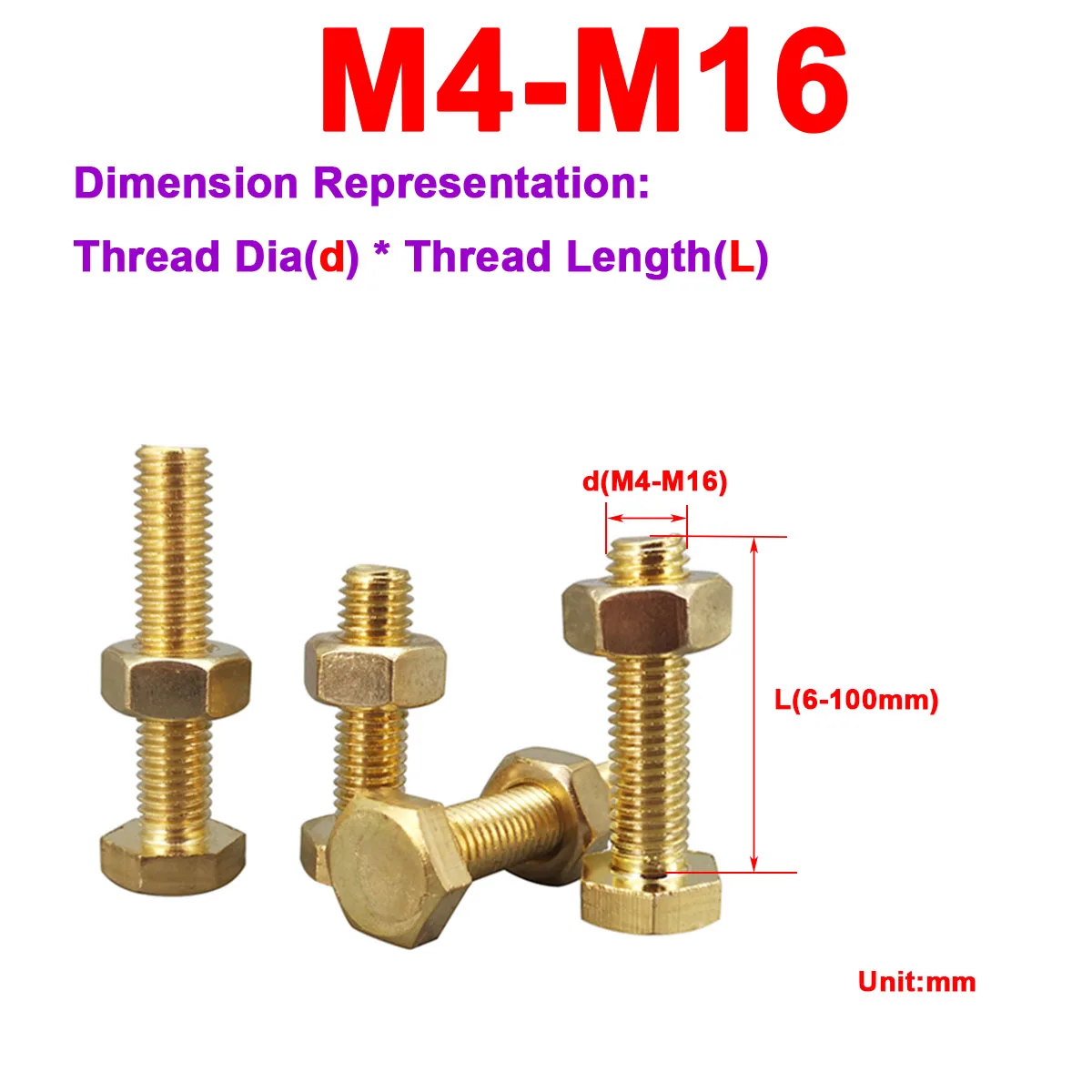 

Латунный наружный шестигранный винт и гайка M10M12M14M16