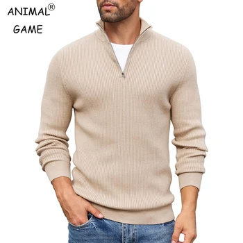 Maglioni pullover a collo alto da uomo Maglione lavorato a maglia con zip Maglione invernale Manica lunga da lavoro Cappotti caldi Capispalla leggero slim fit 1