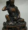 YM 304 8CM Old Tibet Buddhist Bronze Milarepa Arhat Buddha Ride Deer Head Statue 3