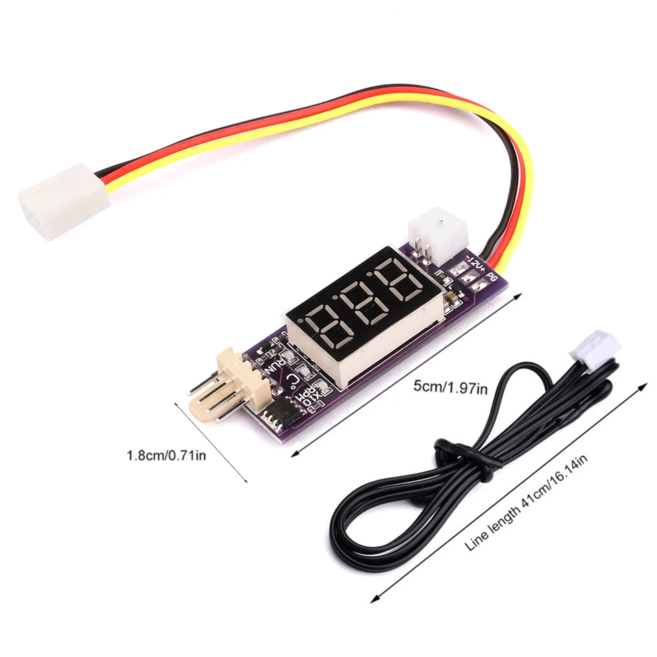 Gorise DC 12 V Lüfterdrehzahlregler, 4 Draht PWM Temperaturregelmodul Digitalanzeige Geschwindigkeit