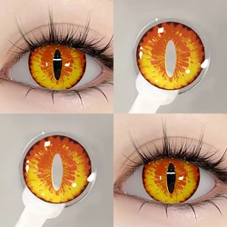 Vibrant Dragon Eyes Red Cosplay Contacts - Yearly Soft Lenses for Halloween & Role Play (Brown)