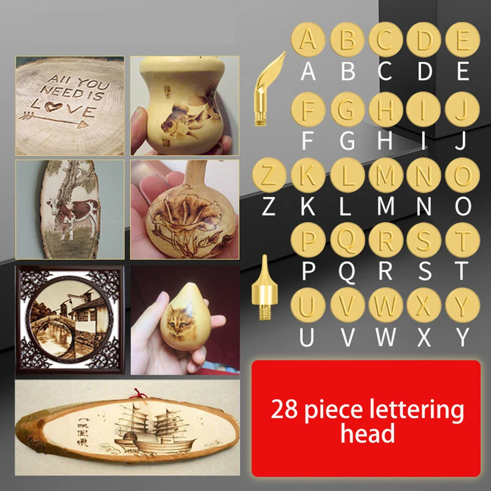 56pcs Wood Burning Tip Set Letter Wood Burning Tool Including Alphabet  Number Symbol Durable Brass Alphabet Number Template For DIY Embossing  Carving