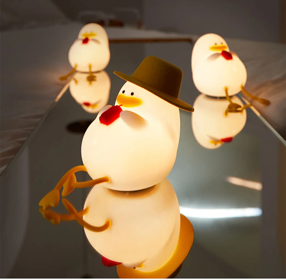 Cute Kids Happy Duck Night Light USB Rechargeable Lamp Silicone Pating Lamp Color Changing for Baby Bedside Room Home Decor Gift