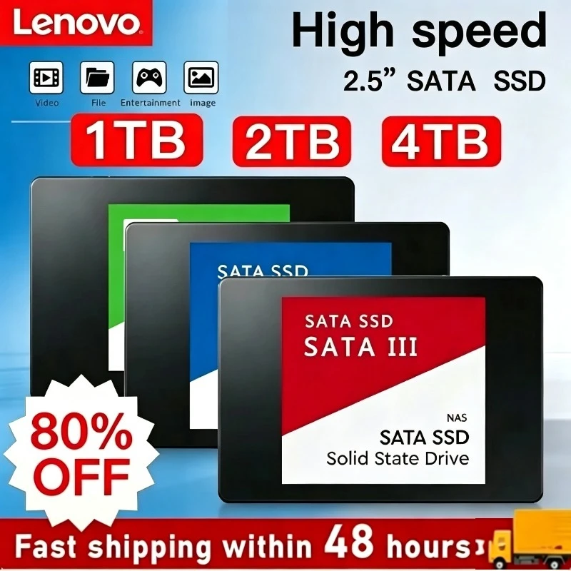 레노버 포터블 SSD 외장형 솔리드 스테이트 드라이브 USB 3.1 1TB 2TB 고속 저장장치 560MB/s 울트라 슬림 2.5인치 맥 PC용