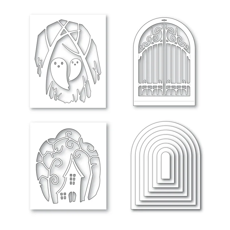 Creepy Cabin Ghost Fancy Gate Globe Cutting Dies For New Arrivals 2022 Scrapbooking Frame Card Craft Supplies No Stamp