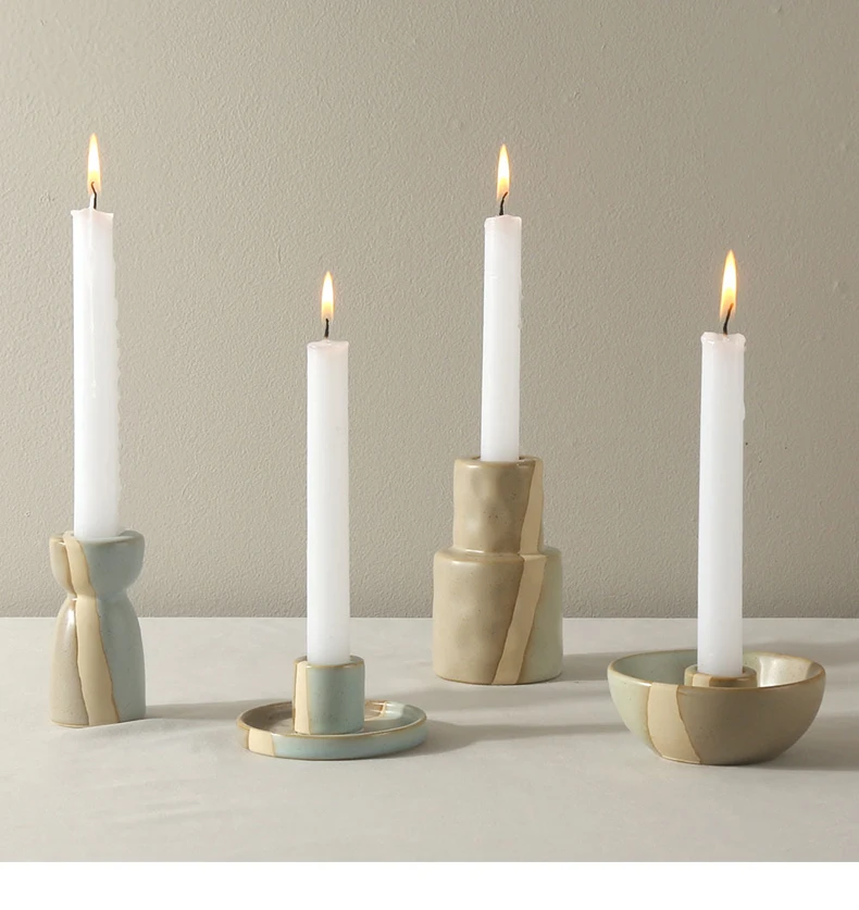 Vintage Multicolor Ceramic Candlestick