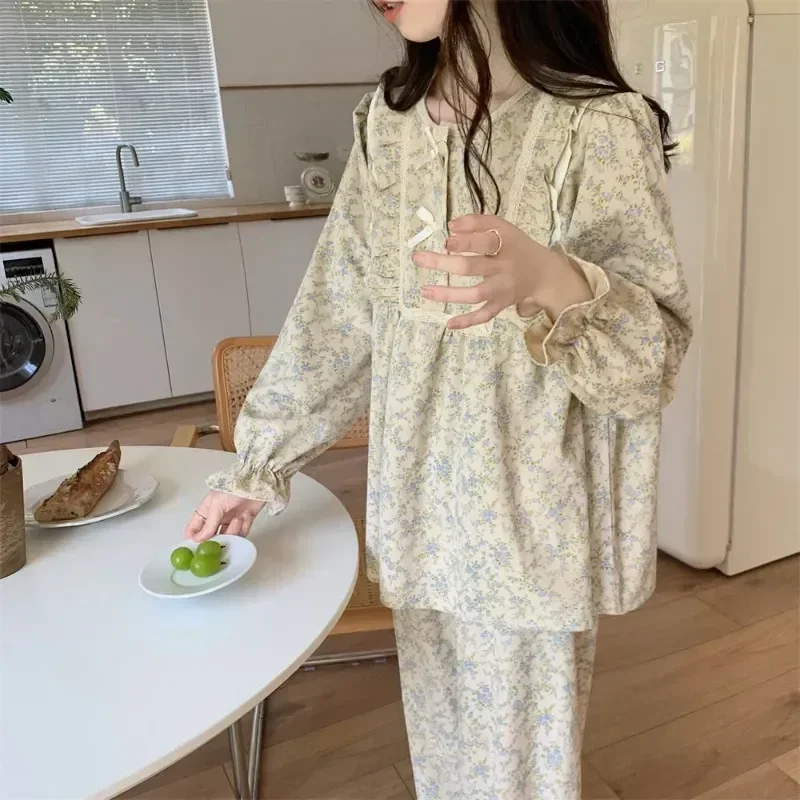 

Женский пижамный комплект с рюшами, кружевные винтажные штаны с круглым вырезом