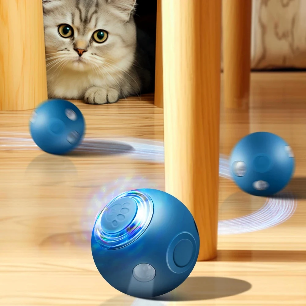 

Игрушки для кошек, интерактивный умный автоматический вращающийся шарик, Электрический силиконовый вращающийся Сияющий вращающийся шарик, игрушка для домашних питомцев, собак, щенков, котят