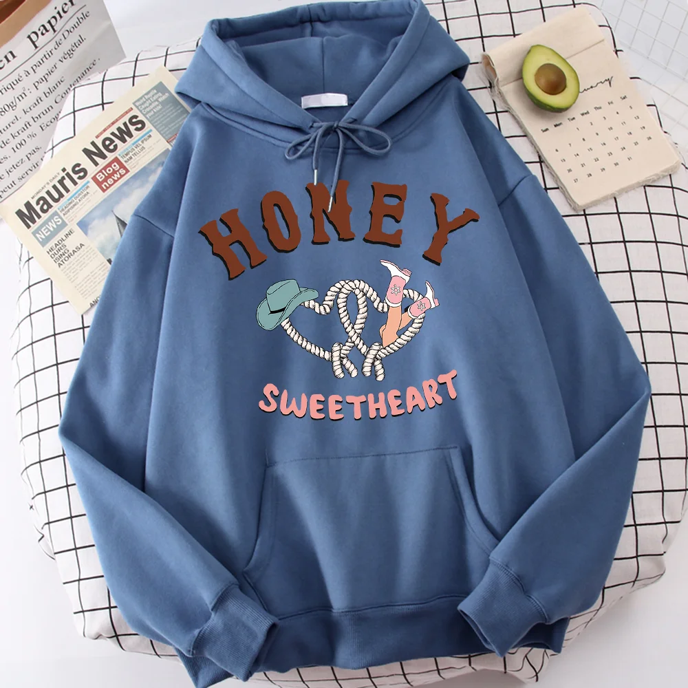 

Honey Sweetheart Western Cowgirl Men Hoodies Oversized Graphics Clothes Fashion Harajuku Tracksuit Casual All-Match Clothing