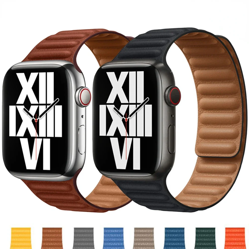 

Leather Magnetic Loop Strap For Apple Watch Band 44mm 49mm 45mm 41mm 38mm 42mm 40mm Bracelet iWatch series Ultra 8 7 6 se 5