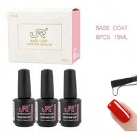 15ml 6pcs/box top coat base coat with JR private label long lasting strengthen bling nail gel top and base coat nail polish 1