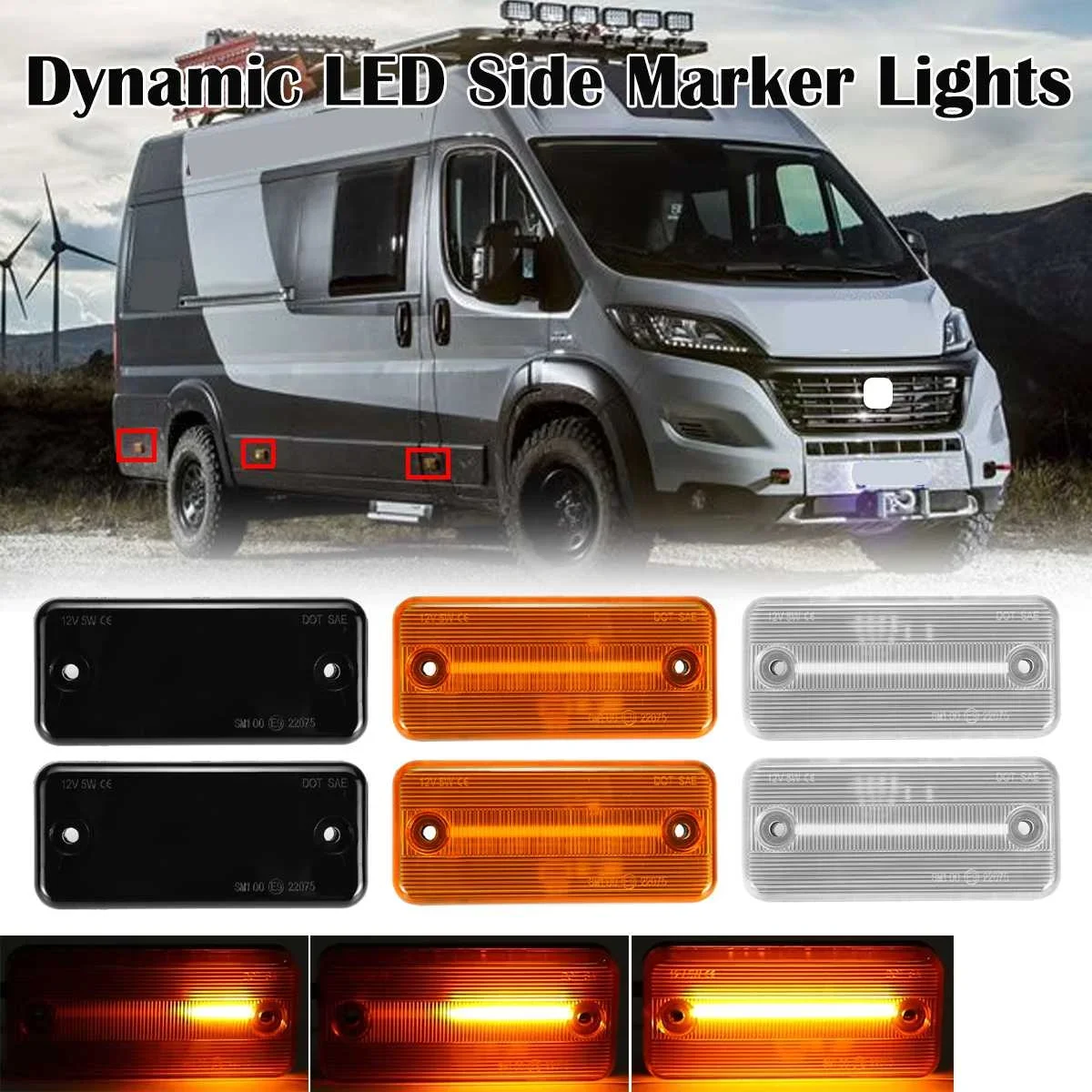 

2/6pcs Side Marker Repeater Light Dynamic Turn Signal Light Lamp for Iveco Ducato Citroen Relay Peugeot Boxer Renault VOLVO MAN