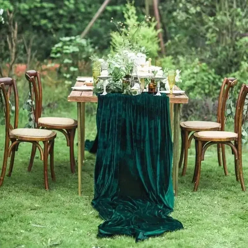 

10ft Emerald Green Velvet Table Runner Tablecloth Overlay Wedding Decor Baby Shower Birthday Party Decoration