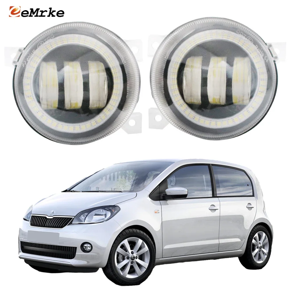 

Led Fog Lamp Assembly for SKODA CITIGO (NF1) 2012-2017 Angel Eyes DRL Ring Daytime Running Lights Car-Styling Car PTF 30W