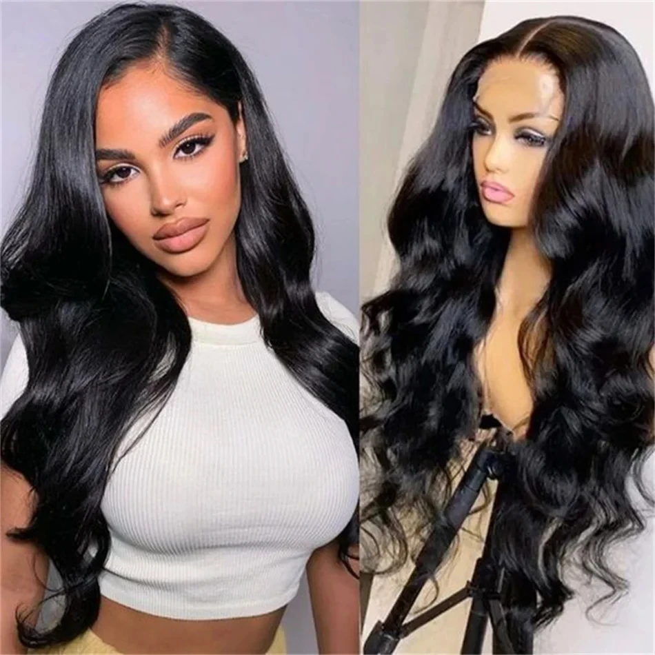 

13x4 HD Transparent Body Wave Lace Front Wig 32 Inch Lace Frontal Brazilian Human Hair Closure Wig 180 Density