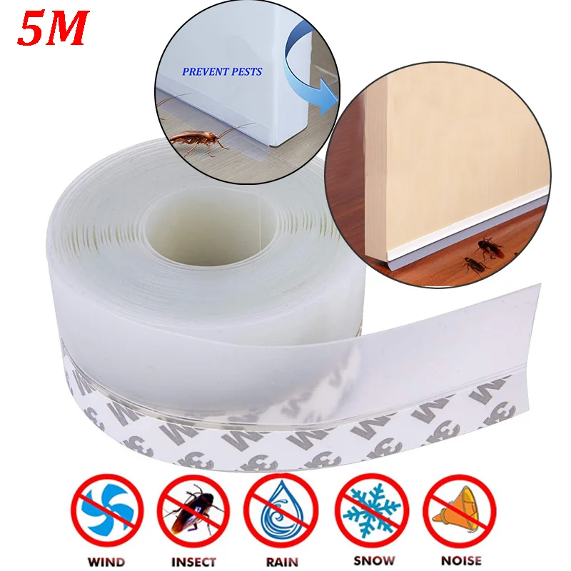 5M Self adhesive Door Bottom Sealing Strip Weatherproof Window Rubber