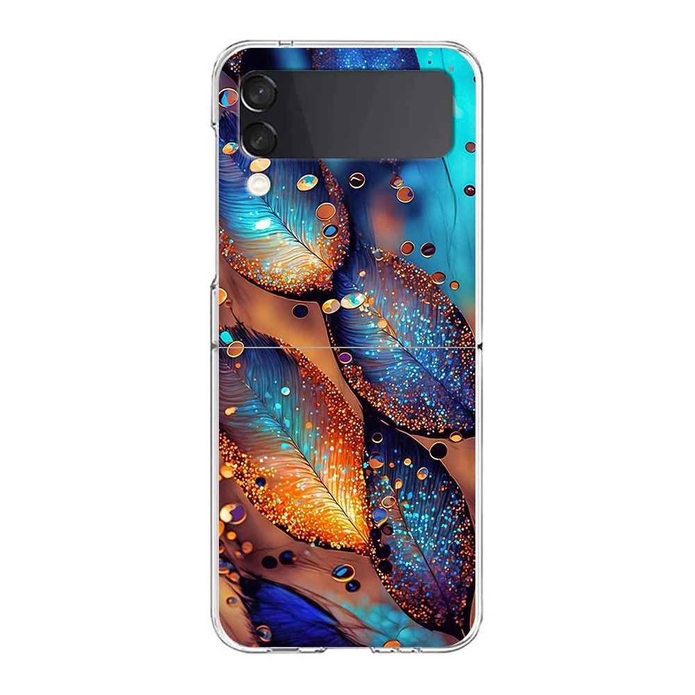 Peacock Feathers Transparent Shockproof Phone Case – Foldable Design