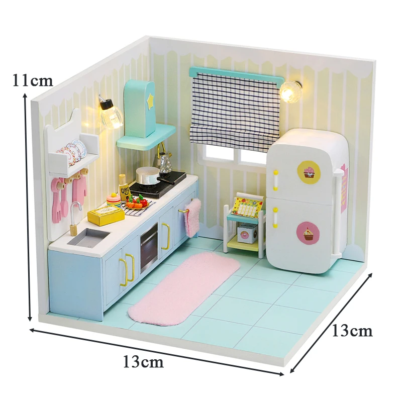 DIY 나무 미니어처 모델 키트 공주 침실 카사 3D 퍼즐 인형 집 가구 룸박스 홈 장식 친구 크리스마스 선물