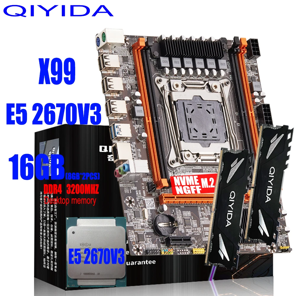 QIYIDA Conjunto de placa base X99, Kit LGA 2011 3 con Intel Xeon E5 ...