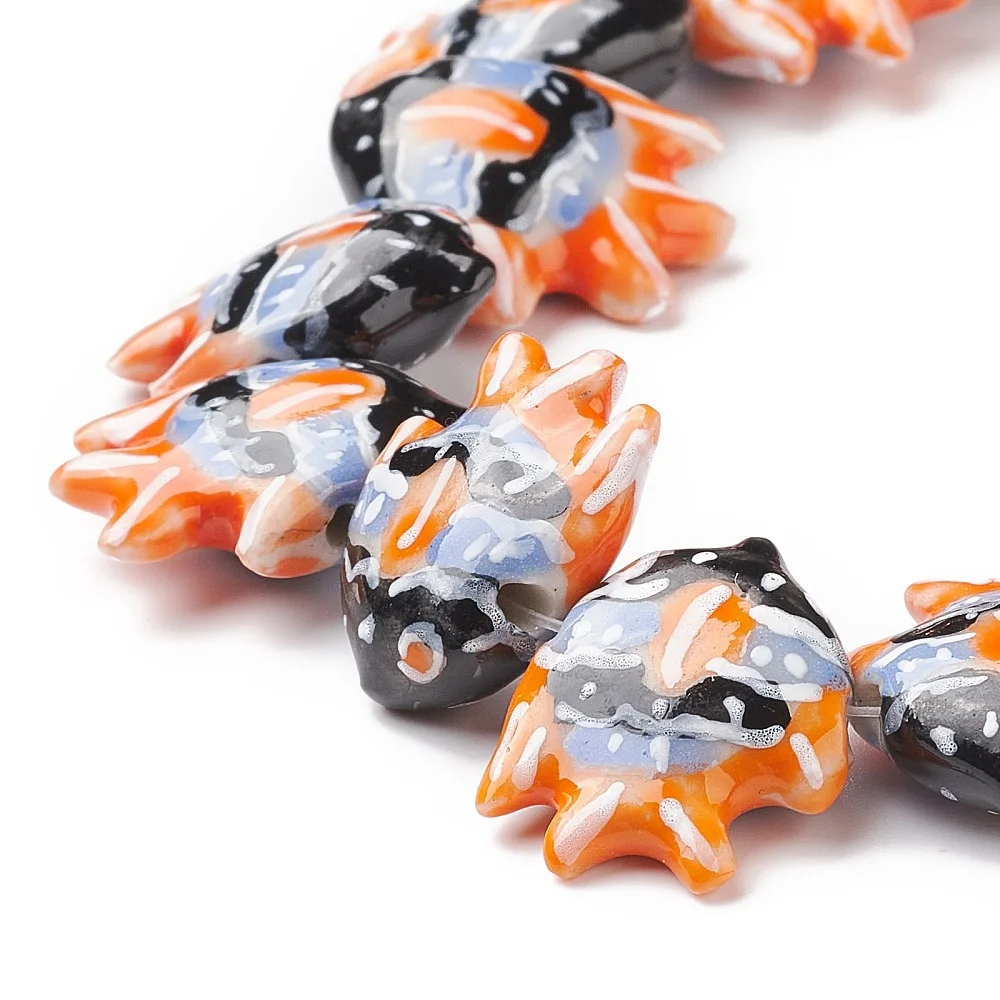 Pandahall 20 Stück handgefertigte Porzellan-Fischperlen, mehrfarbige Keramikperlen 17-22x21-22x7-7,5 mm mit 2 mm Loch für DIY-Schmuckherstellung – Detail 31