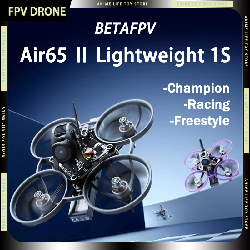 Drone de course FPV Champion-Drone en vol rapide, avec son châssis rouge et noir, capturant la performance et la précision.