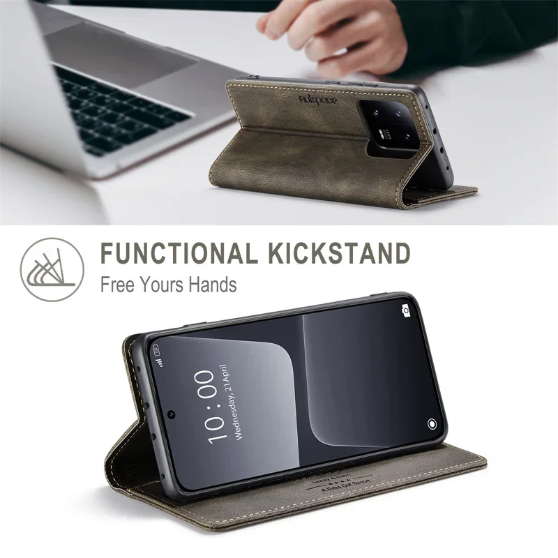 Premium Magnetic Leather Flip Wallet Phone Case with Card Holder