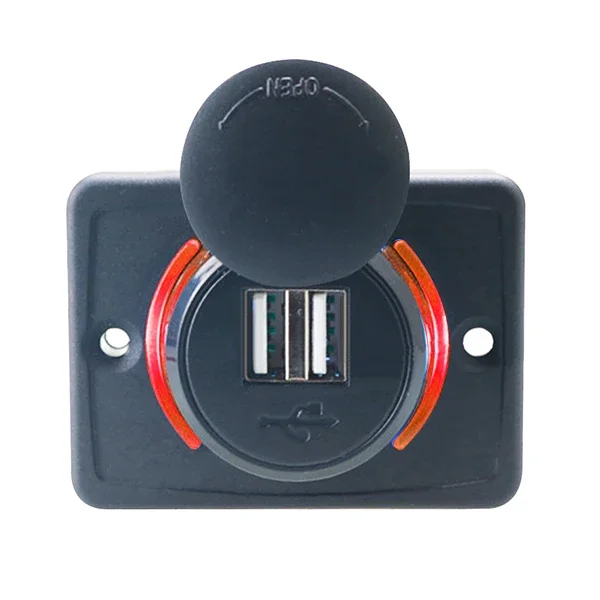 Dual USB Fast Charger Wall Mount Outlet with Sliding Cap