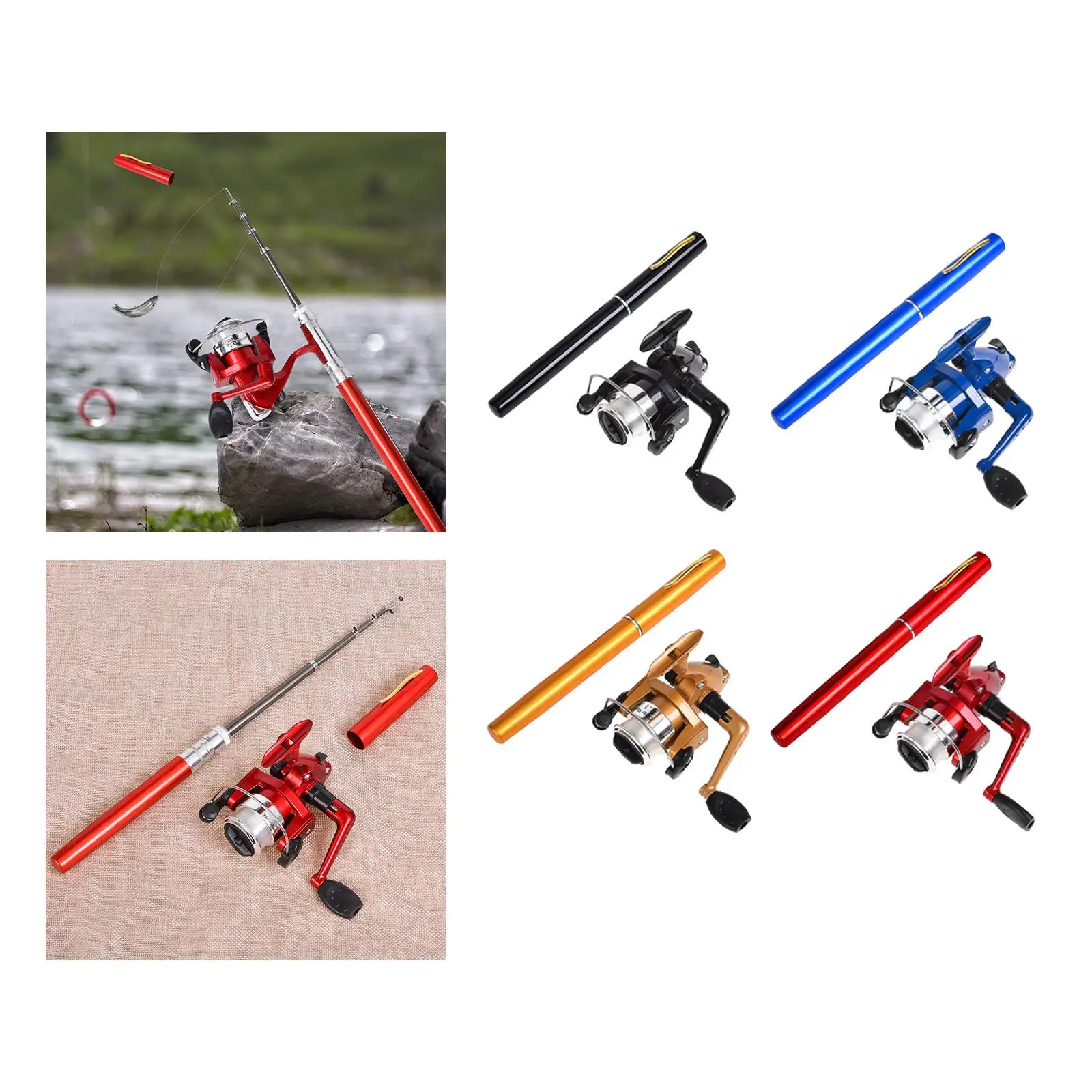 Mini Fishing Rod and Fishing Reel Portable Gear Mini Pen Fishing Pole Telescopic Fishing Rod for Travel Boys
