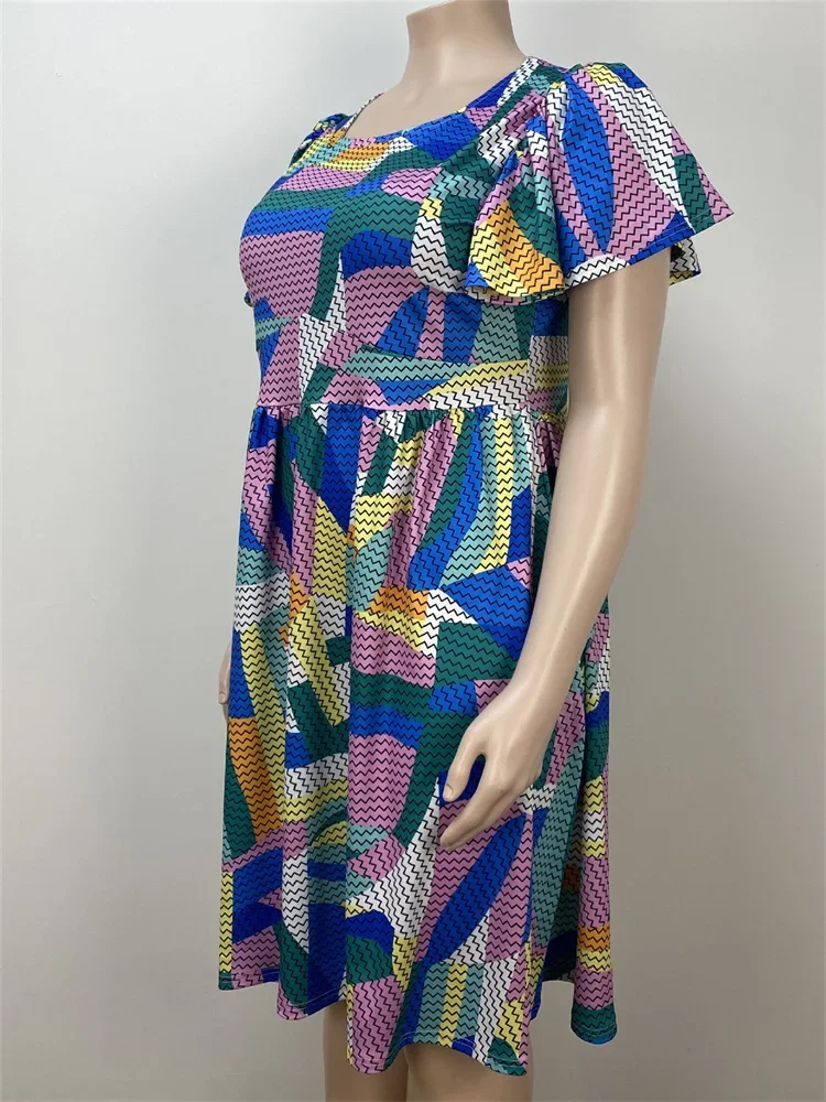 Wmstar Plus Size Dresses for Women Clothing 5xl Batwing Short Sleeve Sweet Midi Dress New Summer Holiday Wholesale Dropshipping