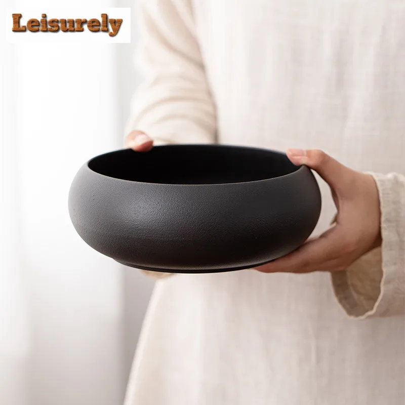 Large Capacity Wide Mouthed Jianshui Tea Washing Basin Pottery Tea Residue Bucket Water Washing Slag Tank Chaxi Teaware Ornament