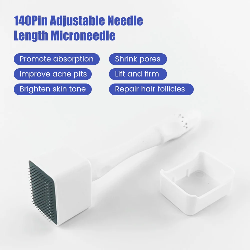 Derma Stamp Microneedling Face Roller Massager Adjustable Titanium Needle Length Skincare Beard Growth Scalp Hair 100/140A