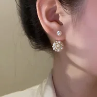 2023 New French Retro Imitation Pearl Ball Stud Earrings For Women Fashion Jewelry Elegant Simple Accessories Gifts Wholesale - Image 6
