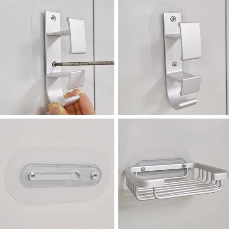 Transparent Strong Screw Stickers Double Nails Adjustable Non Punching Waterproof Kitchen Screws Hooks Bathroom accessories
