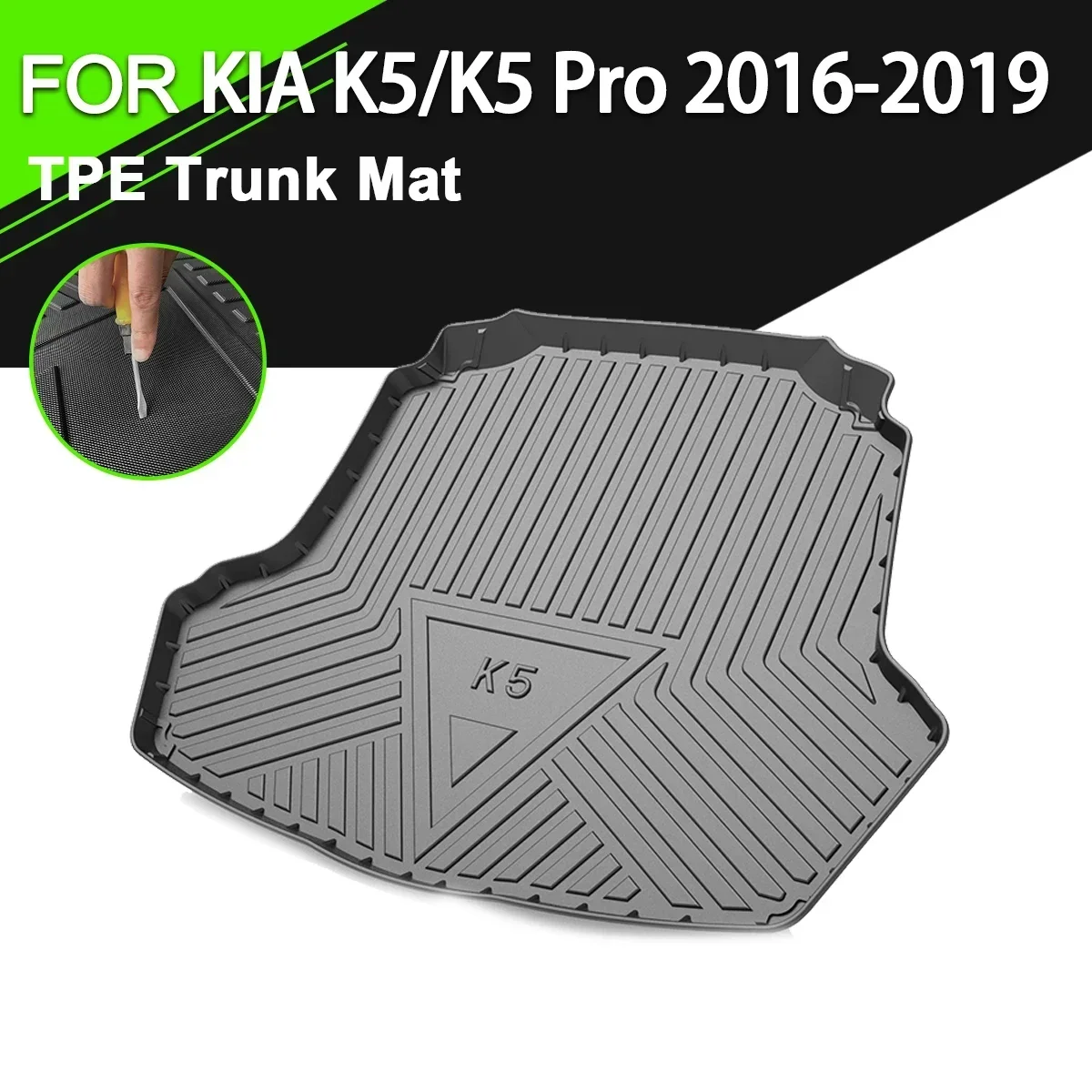 

Коврик для багажника автомобиля для KIA K5/K5 Pro 2016-2019, ТПЭ, водонепроницаемый Нескользящий Резиновый карго-вкладыш, аксессуары