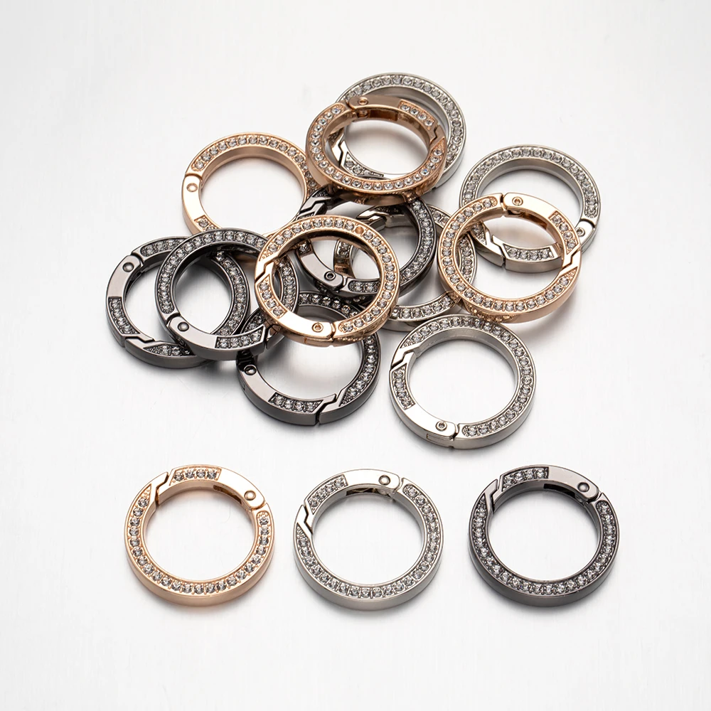 5 Stück O-Federring-Schlüsselanhänger mit Diamanten besetzt für DIY-Schlüsselschnalle, Schmuckherstellung, Zubehör, Charms, Schlüsselanhänger, Zubehör – Detail 1