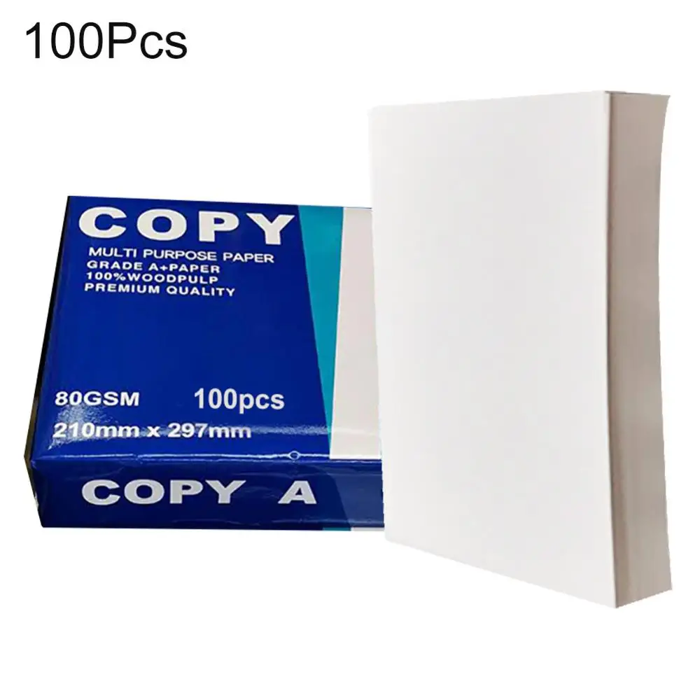 Papel multifunction 100 pçs a4 papéis cópia branco artesanato impressora a laser jato de tinta copiadora cópia suprimentos de escritório
