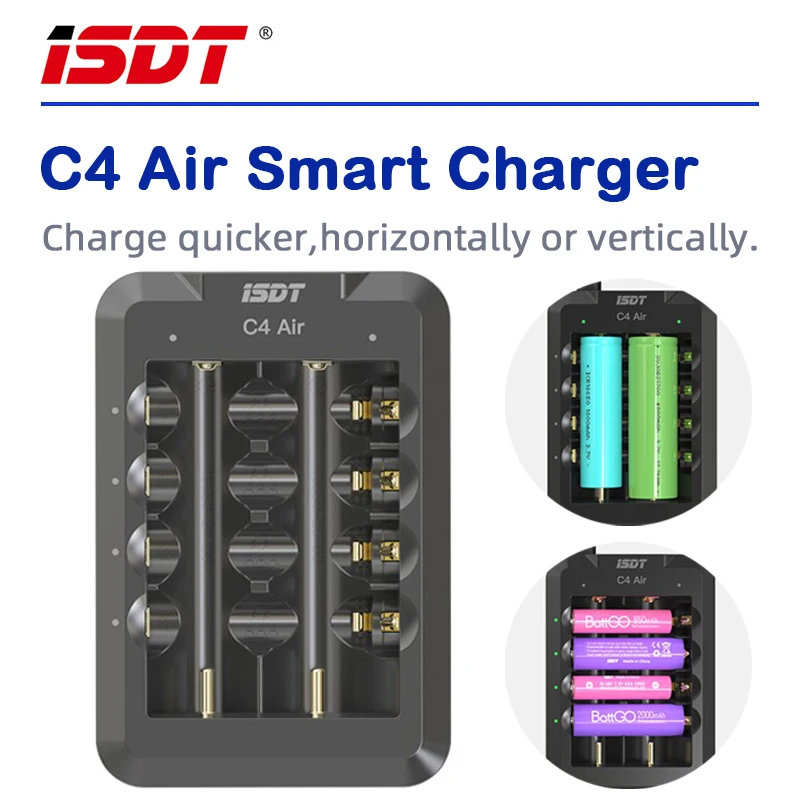 

Универсальное зарядное устройство C4 Air USB Type-C, 6 отсеков, 4 а, умное зарядное устройство с подключением к приложению для литий-ионных аккумуляторов AA, AAA