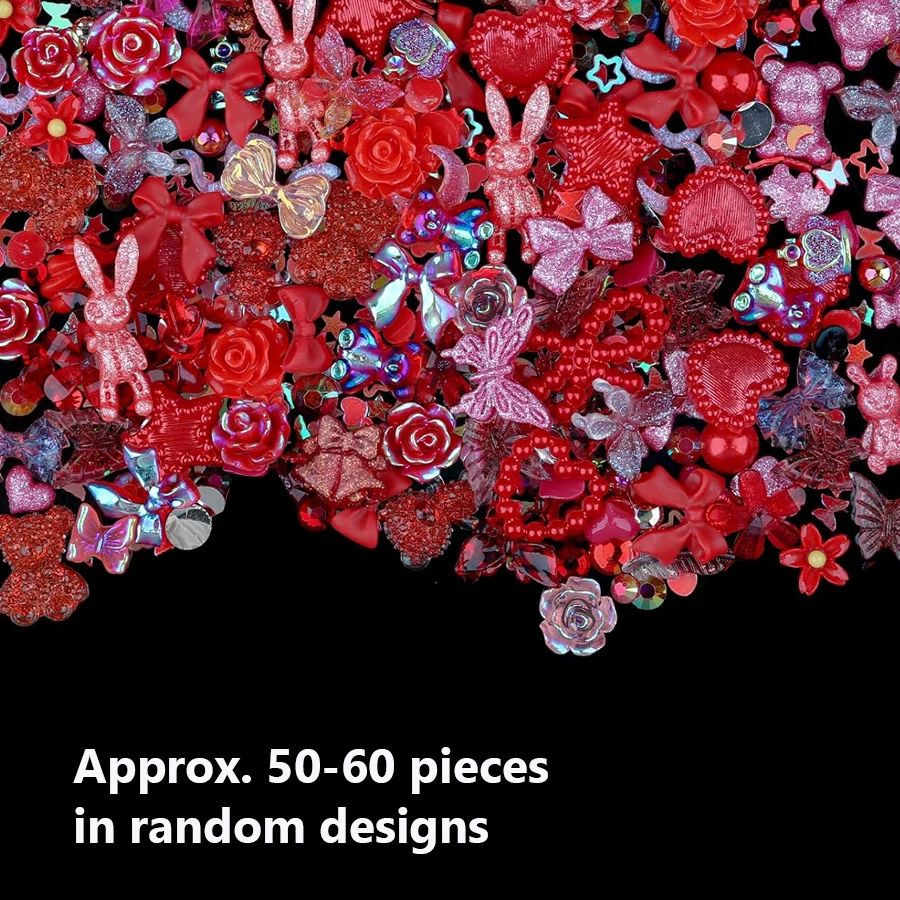 50 Stück Leuchtende Gemischte Harz-Rosenblüten Nagelkunst-Charms Bären- und Hasenperlen DIY für Maniküre Handy-Dekoration Bastelbedarf – Detail 9