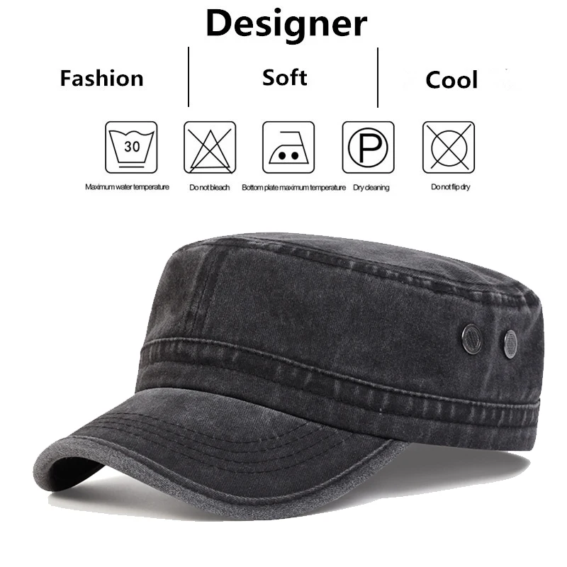 Baseball Cap Unisex Solid Color Flat Top for Spring Autumn