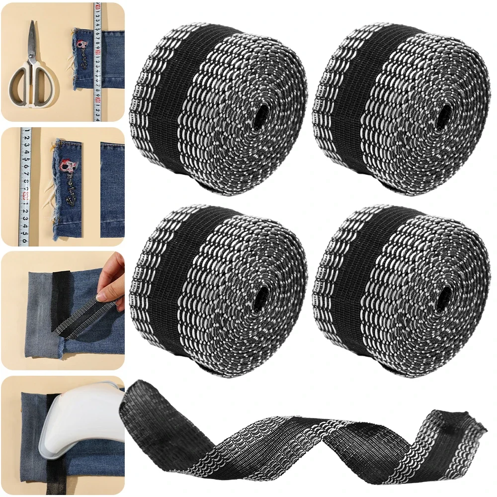Self Adhesive Fabric Tape Self Adhesive Tape Clothing Auxiliary Fabric Self-Adhesive Pant Paste Tape for Pants Edge Shorten Trousers Patch Clothing Iron-on Hem Fabric Tape DIY Sewing Supplies 1/25M