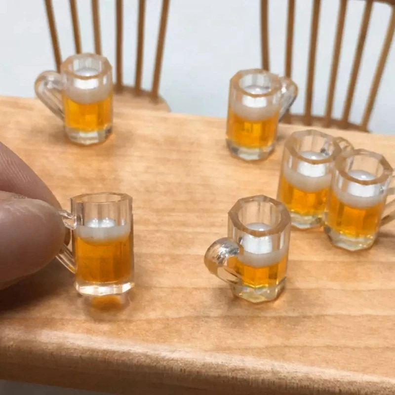 10 Mini Boccali Di Birra In Resina Per Casa Delle Bambole - Accessori In Miniatura Per Foto E Giochi