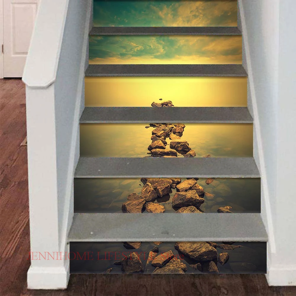 13 PCS Landschaft Treppe Polster Stairway Aufkleber Aufkleber Selbst-Adhesive Vinyl Riser Treppen Aufkleber 3D Tapete Treppen Decor – Detail 13