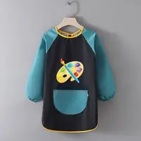 Kids Paint Apron Artist Uniform for Children Working Pocket Waterproof Apron for Painting Baby Eating Brush Pattern Sleeved Bib 1