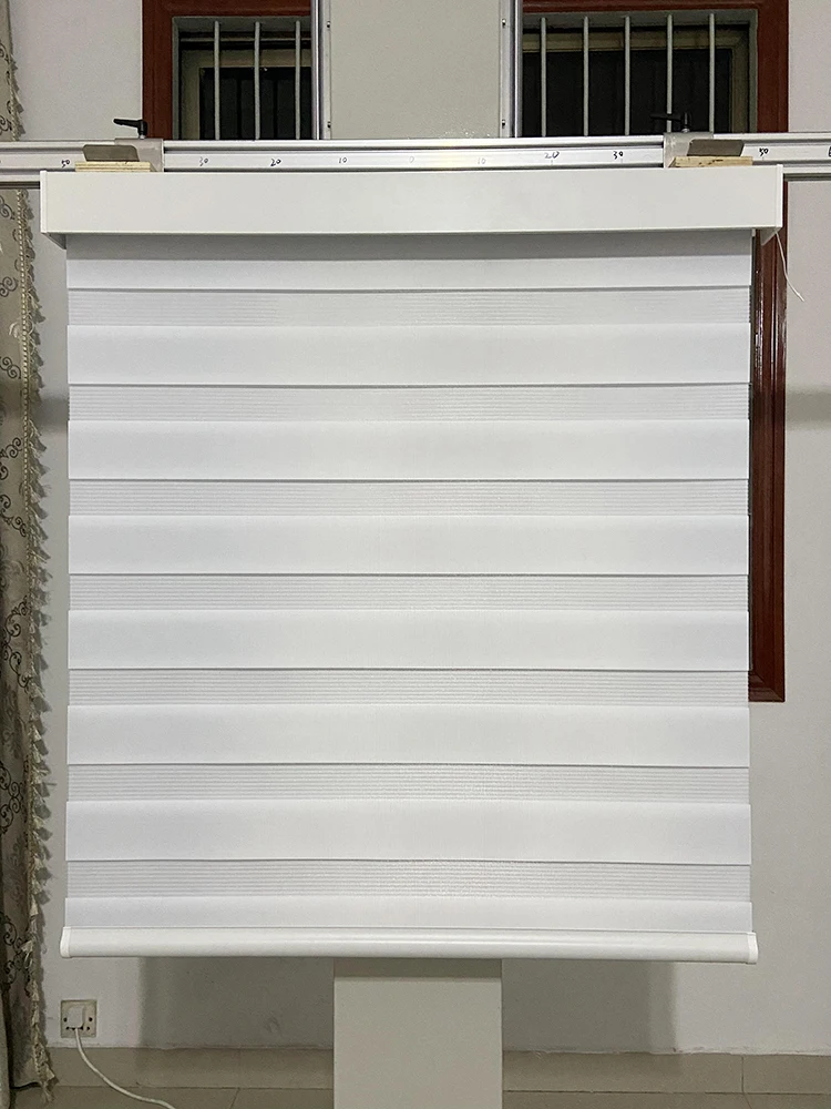 Motorized Window Blinds Half Blackout Zebra Blinds Light Filtering Roller Blinds Day and Night Curtains Blinds for Windows