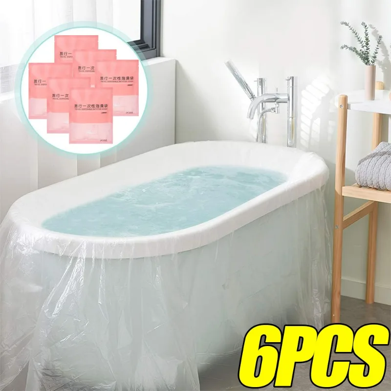 Bath Bag Travel Disposable Bathtub Cover Portable Bath Bucket Film Easy Liner Thickened Travel Hotel Shower Bags 1.2*2.6m 1-6PCS disposable bathtub cover