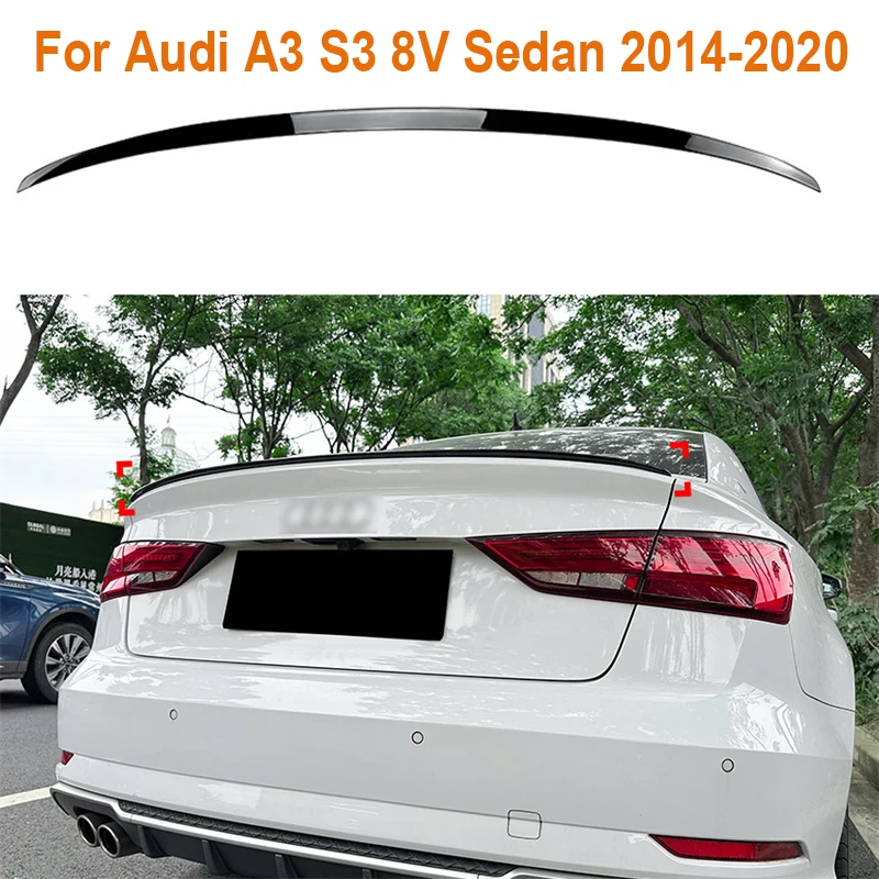 

Car Rear Spoiler Wing Trunk Roof Upper Lip Decklid Flap For Audi A3 S3 8V Sedan 2014-2020 tail Tailgate Splitter Spoilers Wings